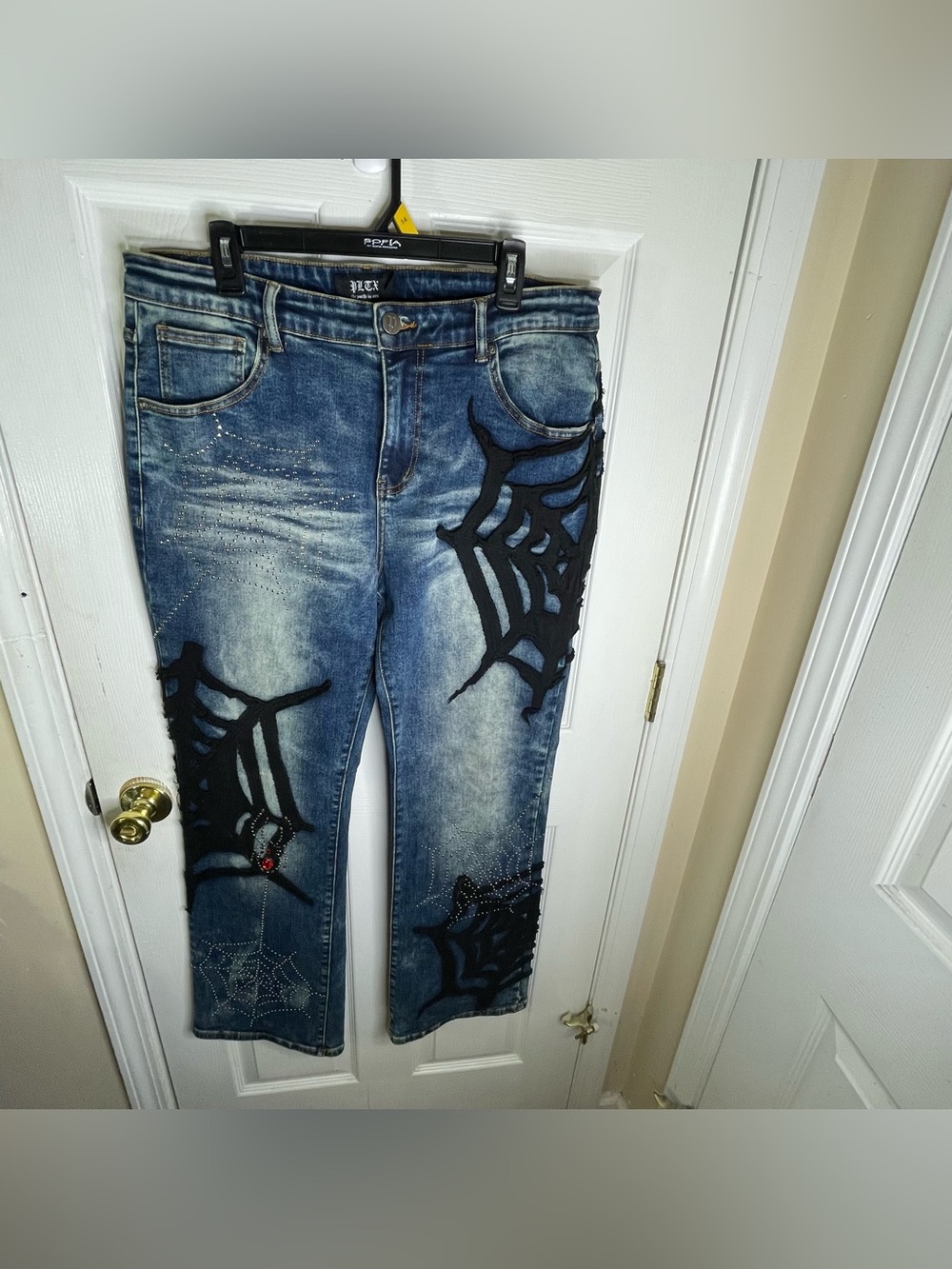 PLTKS Politics The World Is Ours Jeans "Web 500" Embroidered Denim Size 38-32
